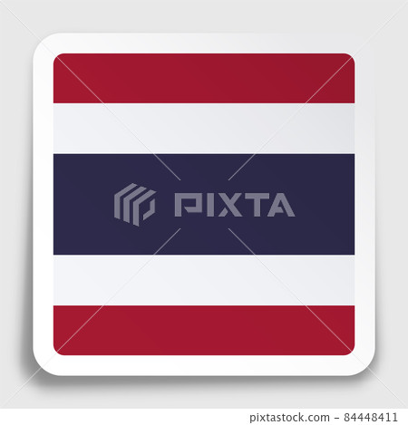 Kingdom of Thailand flag icon on paper square sticker with shadow. Button for mobile application or web. Vector 84448411