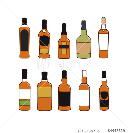 Whiskey wine liqor and other alcoholic beverages isolated vector illustration 84448839