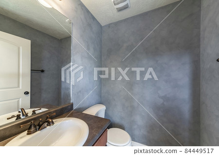 Small bathroom interior with faux paint concrete wall 84449517