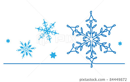 Snowflakes vector background, banner, poster for Christmas and New Year celebration. One line art design of snowflakes in blue and white colors. Continuous line drawing Snowflakes vector background, banner, poster for Christmas and New Year celebration. One line art design of snowflakes in blue and white colors. Continuous line drawing 84449872