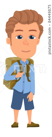 Cartoon student. Boy with backpack. School teenager Cartoon student. Boy with backpack. School teenager 84449875