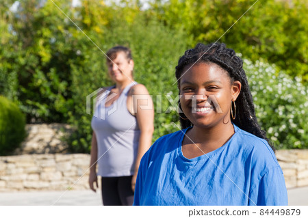 Portrait of African-American woman doing sports Portrait of African-American woman doing sports 84449879