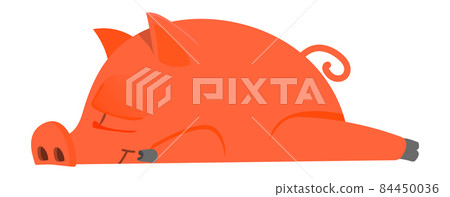 Lazy pig resting. Cute cartoon sleeping animal 84450036