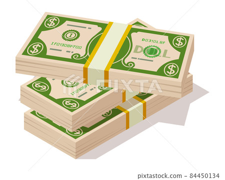 Money cash pile. Dollar bills packs. Paper banknotes 84450134