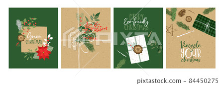 Merry Eco Christmas winter nature gift card set 84450275