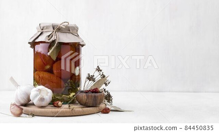 jar with preserved vegetables . High quality photo 84450835
