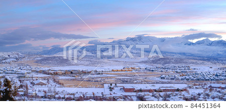 View of Mount Timpanogos of Wasatch Mountains at Eagle Mountain in Utah 84451364