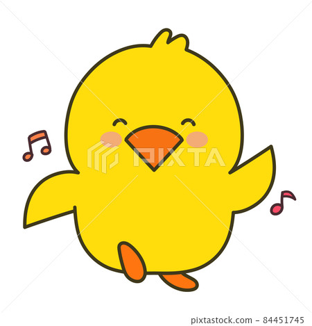 一隻小雞似乎在快樂地跳舞的插圖 84451745