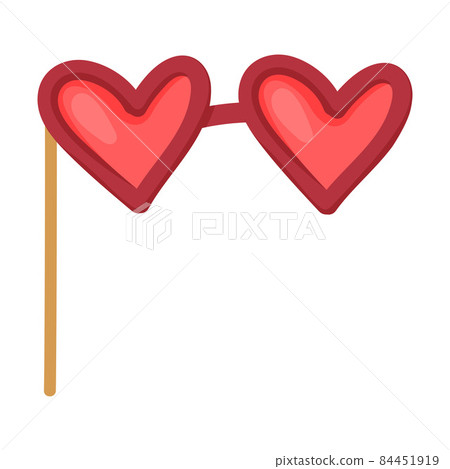 Pole or Stick with Heart Shaped Glasses as Party Birthday Photo Booth Prop Vector Illustration Pole or Stick with Heart Shaped Glasses as Party Birthday Photo Booth Prop Vector Illustration 84451919