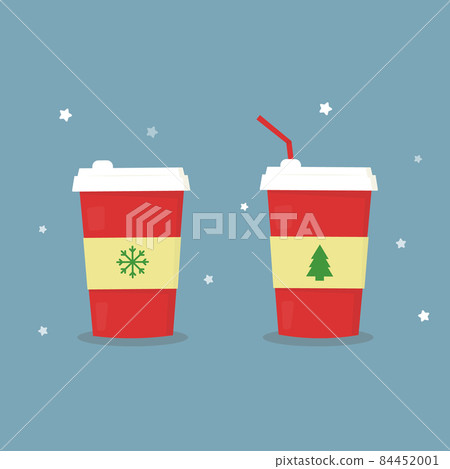 The cute cartoon Christmas coffee cups art The cute cartoon Christmas coffee cups art 84452001