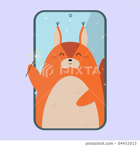 A cute cartoon squirrel with a sparkler A cute cartoon squirrel with a sparkler 84452013