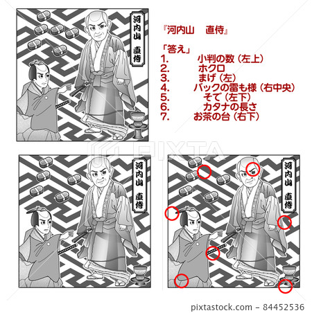 川內山、武士奈緒、歌舞伎、找不同、黑白 84452536