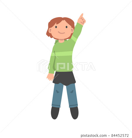 Young Lying Woman Pointing Up View from Above Vector Illustration Young Lying Woman Pointing Up View from Above Vector Illustration 84452572