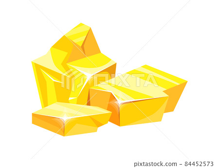 Gold raw materials. Mine nuggets shape, mineing golden pieces, cartoon vector icon Gold raw materials. Mine nuggets shape, mineing golden pieces, cartoon vector icon 84452573