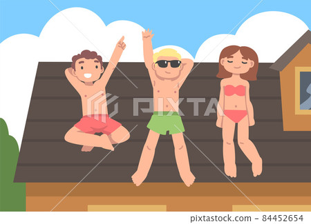 Man and Woman Character Lying on the Roof Sky Watching Vector Illustration Man and Woman Character Lying on the Roof Sky Watching Vector Illustration 84452654