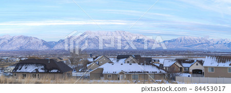 Houses in a residential area with Mount Timpanogos, Wasatch mountain view at Saratoga Springs, Utah Houses in a residential area with Mount Timpanogos, Wasatch mountain view at Saratoga Springs, Utah 84453017