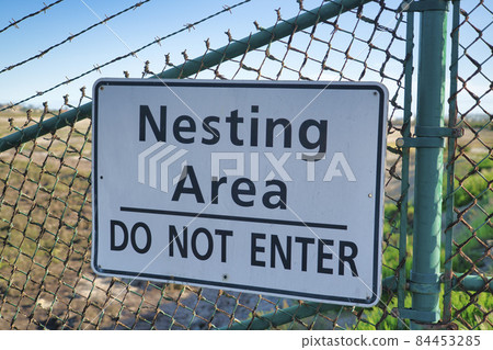 Bolsa Chica Ecological Reserve wildlife nesting area with Do Not Enter sign 84453285