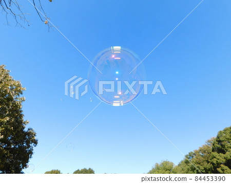 Soap bubble play under the blue sky 84453390
