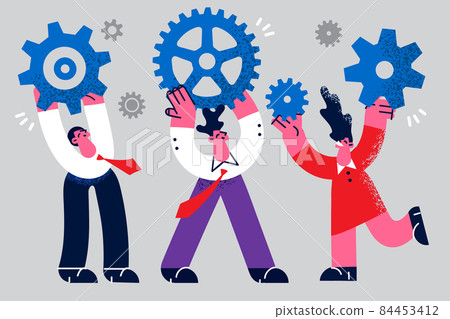 Diverse employees work together for shared company success Diverse employees work together for shared company success 84453412