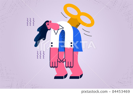 Exhausted businesswoman suffer from work burnout  84453469