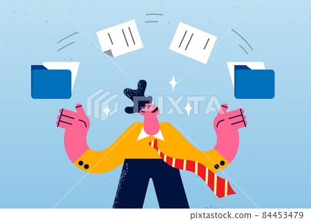 Smiling employee share files to recipient  84453479