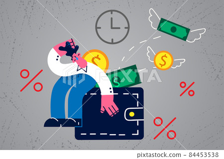 Unhappy man stressed with financial problems Unhappy man stressed with financial problems 84453538