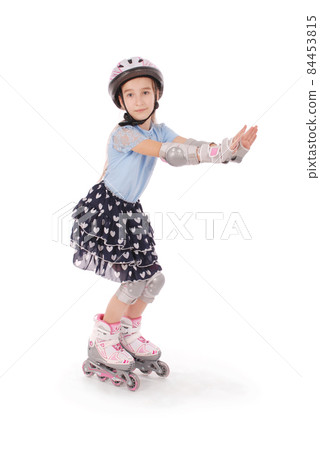 Little pretty girl on roller skates 84453815