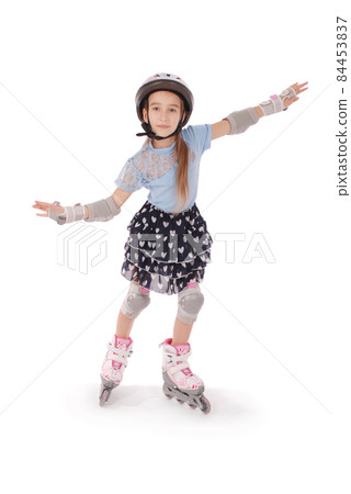 Little pretty girl on roller skates Little pretty girl on roller skates 84453837
