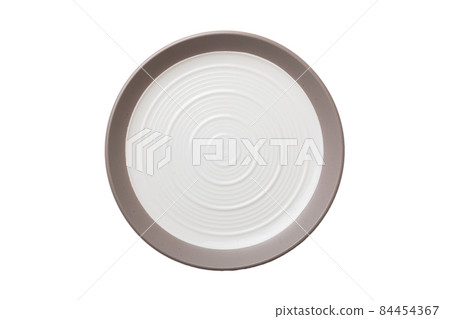 White ceramic round plate isolated over white background. Top view White ceramic round plate isolated over white background. Top view 84454367