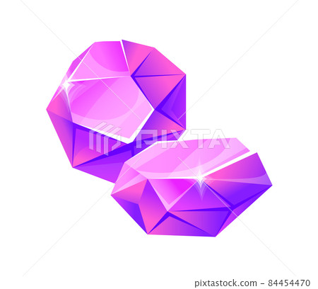 Purple amethyst. Crystal stones, diamond stone icon, cartoon vector illustration Purple amethyst. Crystal stones, diamond stone icon, cartoon vector illustration 84454470