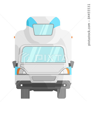 Motorhome view front. Vehicl traveling trucks, mockup branding vector illustration Motorhome view front. Vehicl traveling trucks, mockup branding vector illustration 84455531