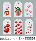 Vector Valentine's cards or gift tags. Romantic labels  love background. 84455556