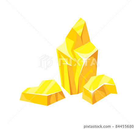 Golden block. Gold mine nuggets, set big items for ui, cartoon vector icon 84455680