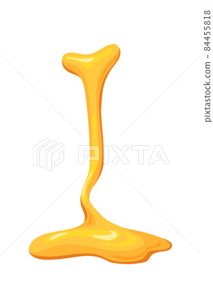 Flowing down honey. Leak fluid of honeycomb for sugar product, vector illustration 84455818