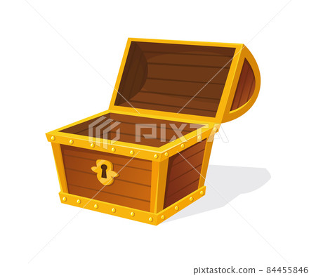 Empty chest. Wooden box for mystery gem, graphic illustration, vector icon Empty chest. Wooden box for mystery gem, graphic illustration, vector icon 84455846