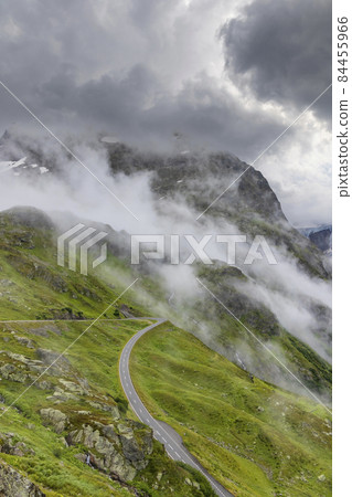 Typical alpine landscape of Swiss Alps near Sustenstrasse, Urner Alps, Canton of Bern, Switzerland Typical alpine landscape of Swiss Alps near Sustenstrasse, Urner Alps, Canton of Bern, Switzerland 84455966