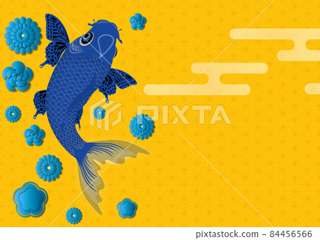 Navy blue Nishikigoi Japanese style background (yellow) Navy blue Nishikigoi Japanese style background (yellow) 84456566