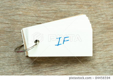 Flash card with handwriting word if on wood background Flash card with handwriting word if on wood background 84456594