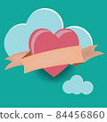 Red heart sign on cloud with color ribbon on top ,love concept. 84456860