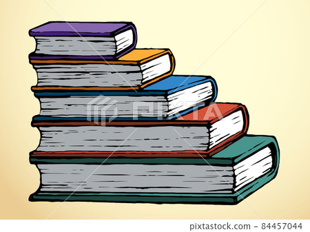 Vector outline illustration. Symbol of knowledge: a pile of books Vector outline illustration. Symbol of knowledge: a pile of books 84457044