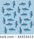 Shark Cartoon ocean fish character. Comic sharks. 84458414