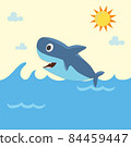 Shark Cartoon ocean fish character. Comic sharks. 84459447