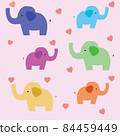 Baby elephant vector set. Cute elephants on background. 84459449