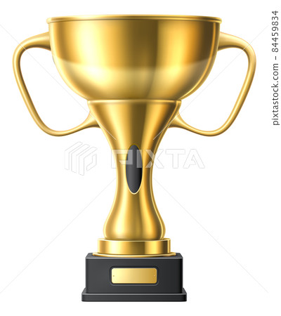 Golden award with empty nameplate. Shiny realistic trophy cup Golden award with empty nameplate. Shiny realistic trophy cup 84459834