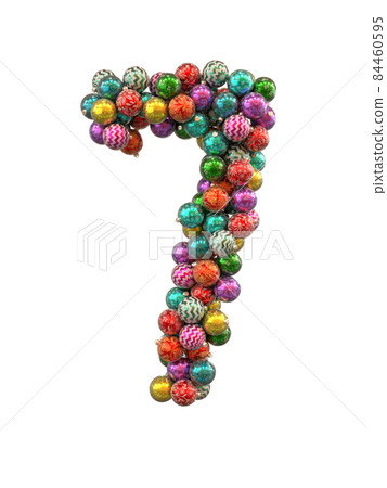 Festive Christmas ornament typeface the character 7 84460595