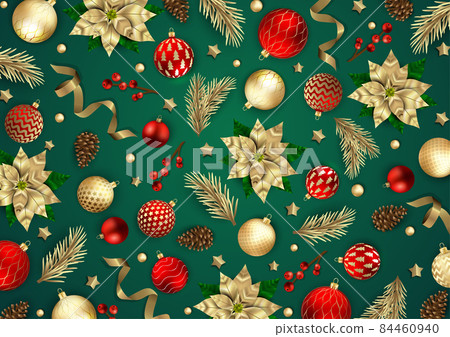 Christmas and New Year background. Bright Winter holiday composition. Greeting card, banner, poster 84460940
