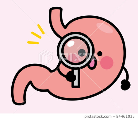 Stomach character magnifying glass 84461033