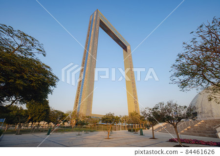 Dubai, United Arab Emirates, February 16th, 2021: Dubai Frame building at sunset 84461626