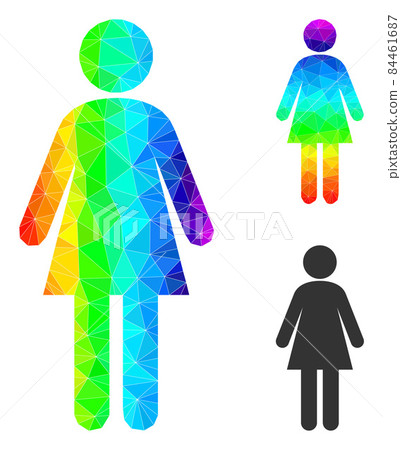 Vector Lowpoly Woman Icon with Rainbow Gradient Vector Lowpoly Woman Icon with Rainbow Gradient 84461687