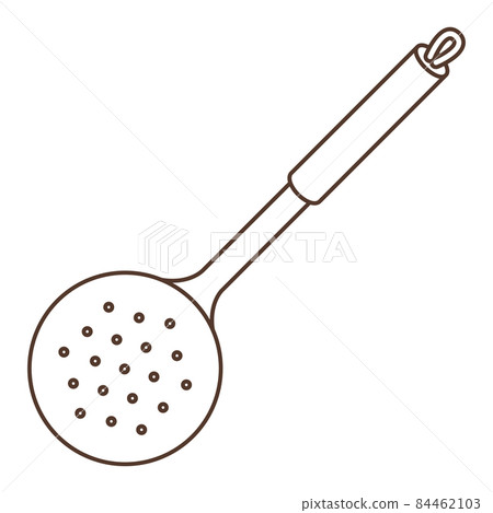 Illustration of cooking skimmer. Stylized kitchen and restaurant utensil. 84462103